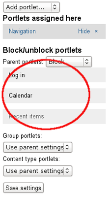 Blocked portlets in management